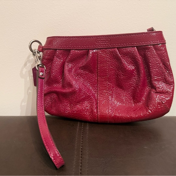 Coach Magenta Leather Wristlet - Picture 4 of 5
